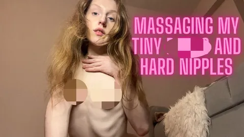 Massaging my tiny boobs and hard nipples