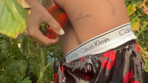 I picked the biggest pepper from the garden, hid in the tomato greenhouse and did it – I masturbated so hard that I didn’t even realise someone might be watching me 🤭🤭🥰🥵🥵🥵🥵😈😈😈🌶️🌶️🌶️🌶️🌶️ #1hotp***y #1hotwoman #brunette #doggy #pink #sexy