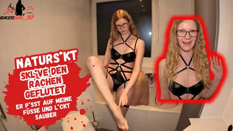 P**sed right in that slave bitch’s face! Next, it’s my feet’s turn!