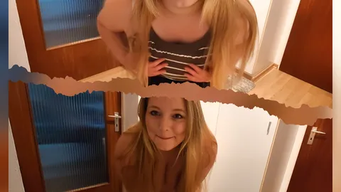 Secretly masturbating whilst the guests are waiting in the living room