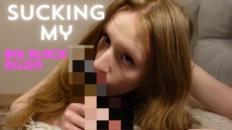 Blowjob on my big black dildo