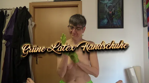 Green latex gloves