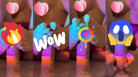 My feet slide on the wet dildo!
