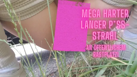 MEGA-HARD, LONG P**S JET AT A PUBLIC REST AREA! This time, absolutely everyone saw me!