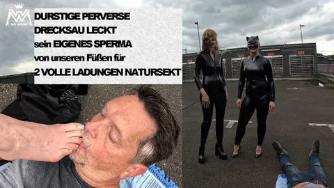DURSTIGE-DRECKSAU LECKT sein S****A von unseren Füßen für 2 LADUNGEN NATURSEKT!!