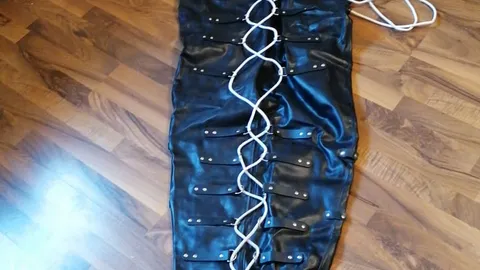 Leather facesitting with a slave in a leather bondage sack!!!