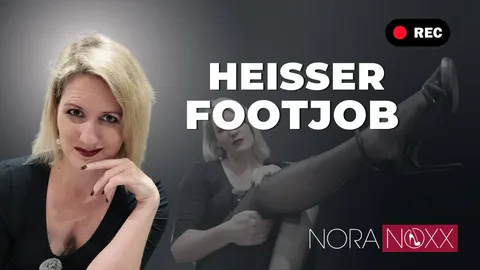 Footjob with a dildo and nylons