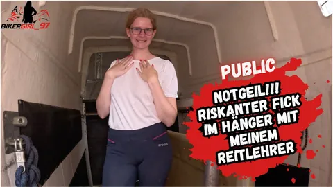 OMG! Reitlehrer f**kt junges Teen hart im Pferdehänger und w***st mir voll ins Gesicht!