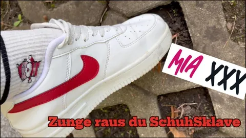 MiaXXX – Stick your tongue out, you shoe-shining slave