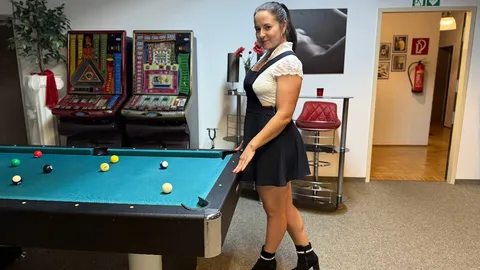Billiards Slut: Two cocks are fucking me & cumming on my tits!