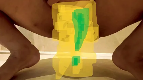Photographed from below: an unshaven p***y, a big arse and a powerful stream of p**s.